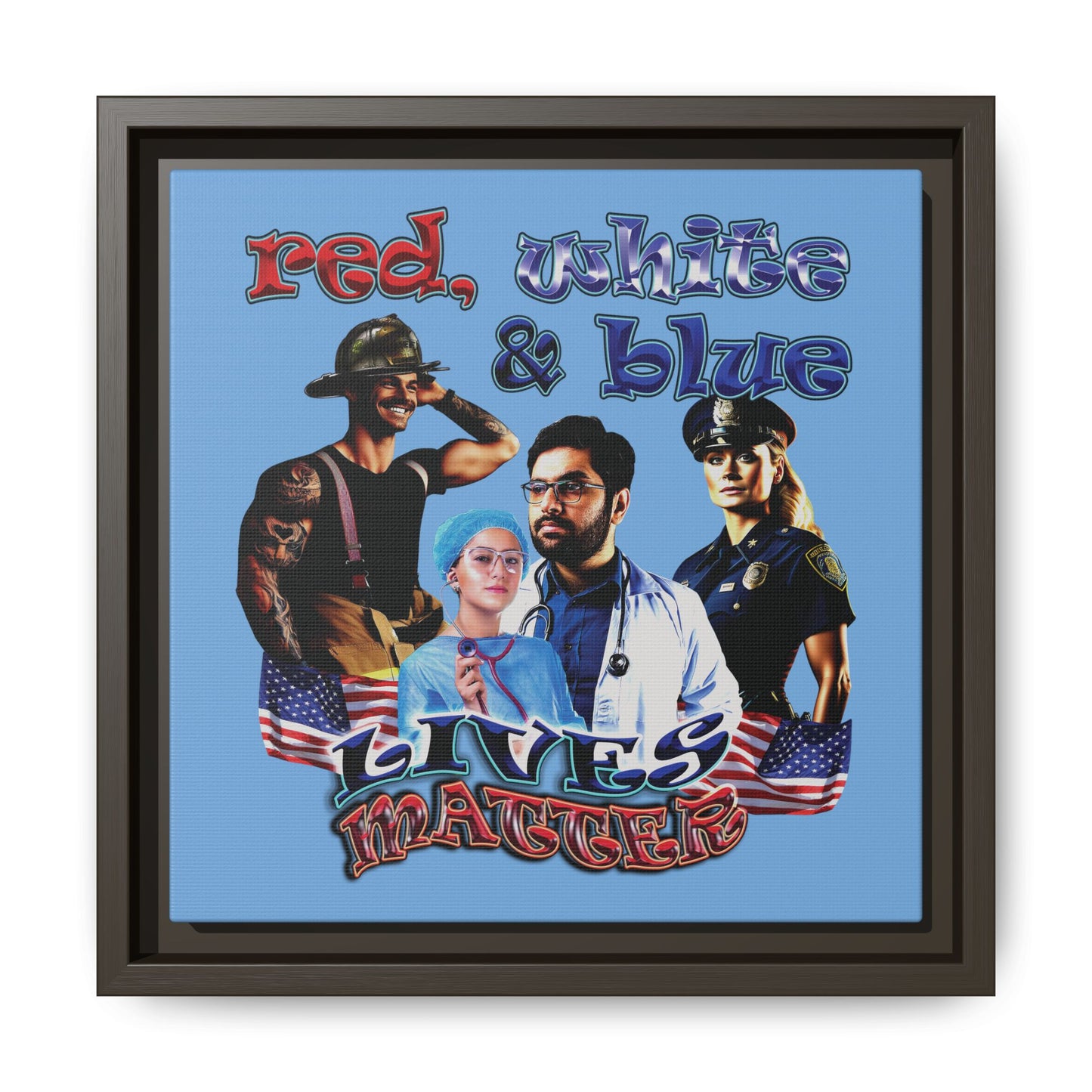 rw&b lives matter - framed canvas art (light blue)
