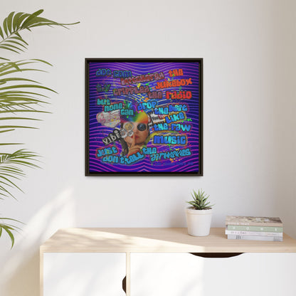 drop the beat - framed canvas art (purple wave)