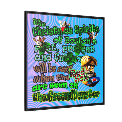 christmas spirits of boston - framed canvas art (light blue-purple wave)