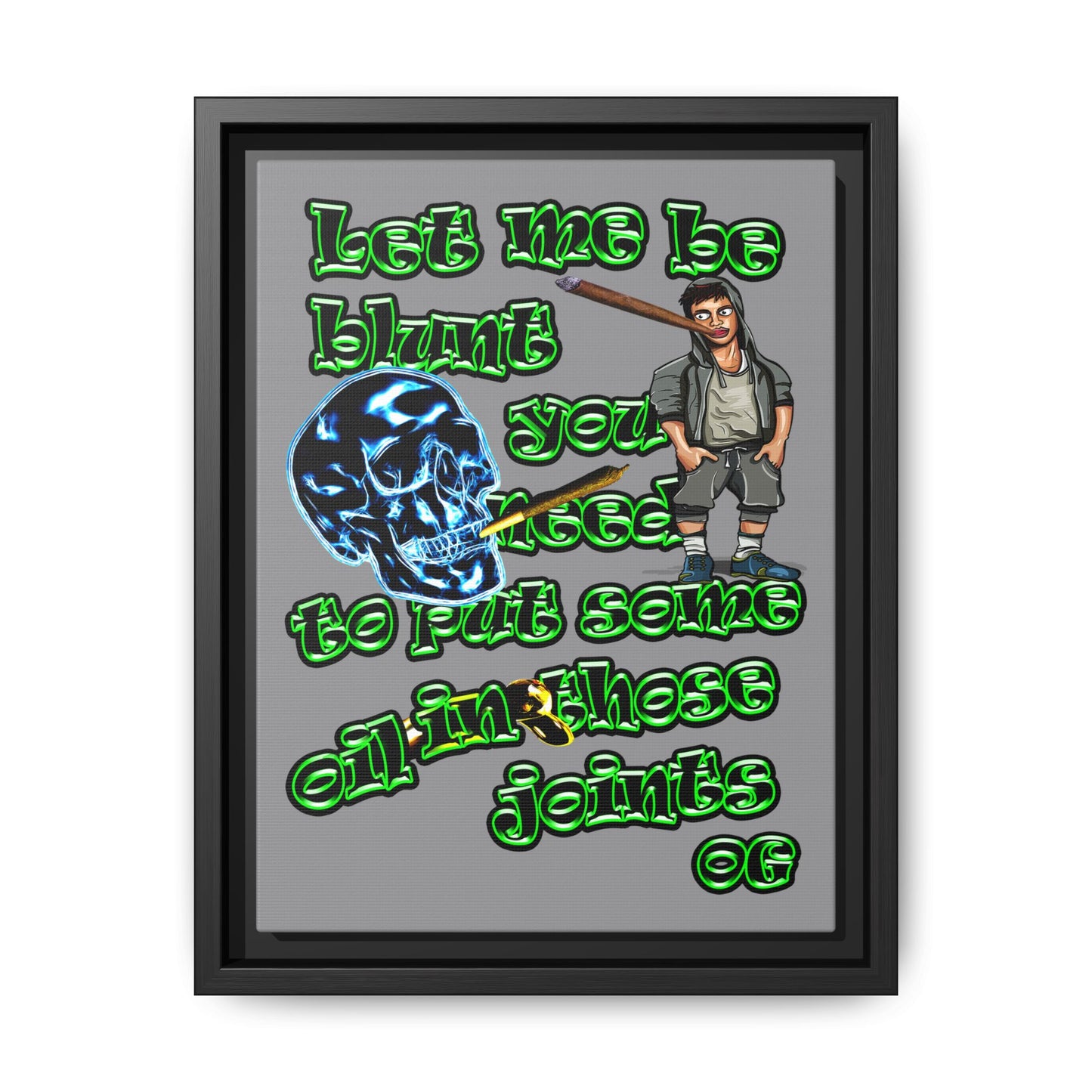 og - framed canvas art (grey)