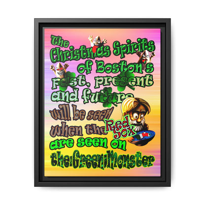 christmas spirits of boston - framed canvas art (color blur)