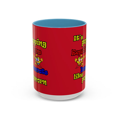 popping like popcorn - Accent Mug (dark red)