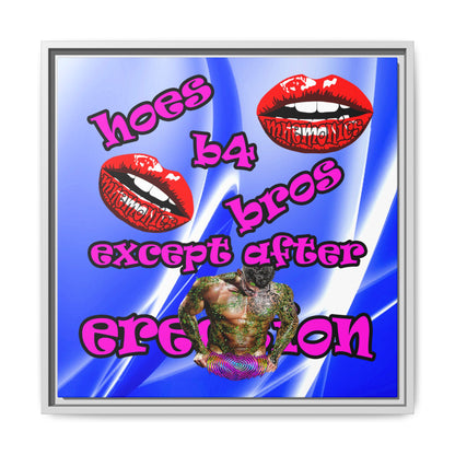 hoes b4 bros - framed canvas art (blue-white wave)