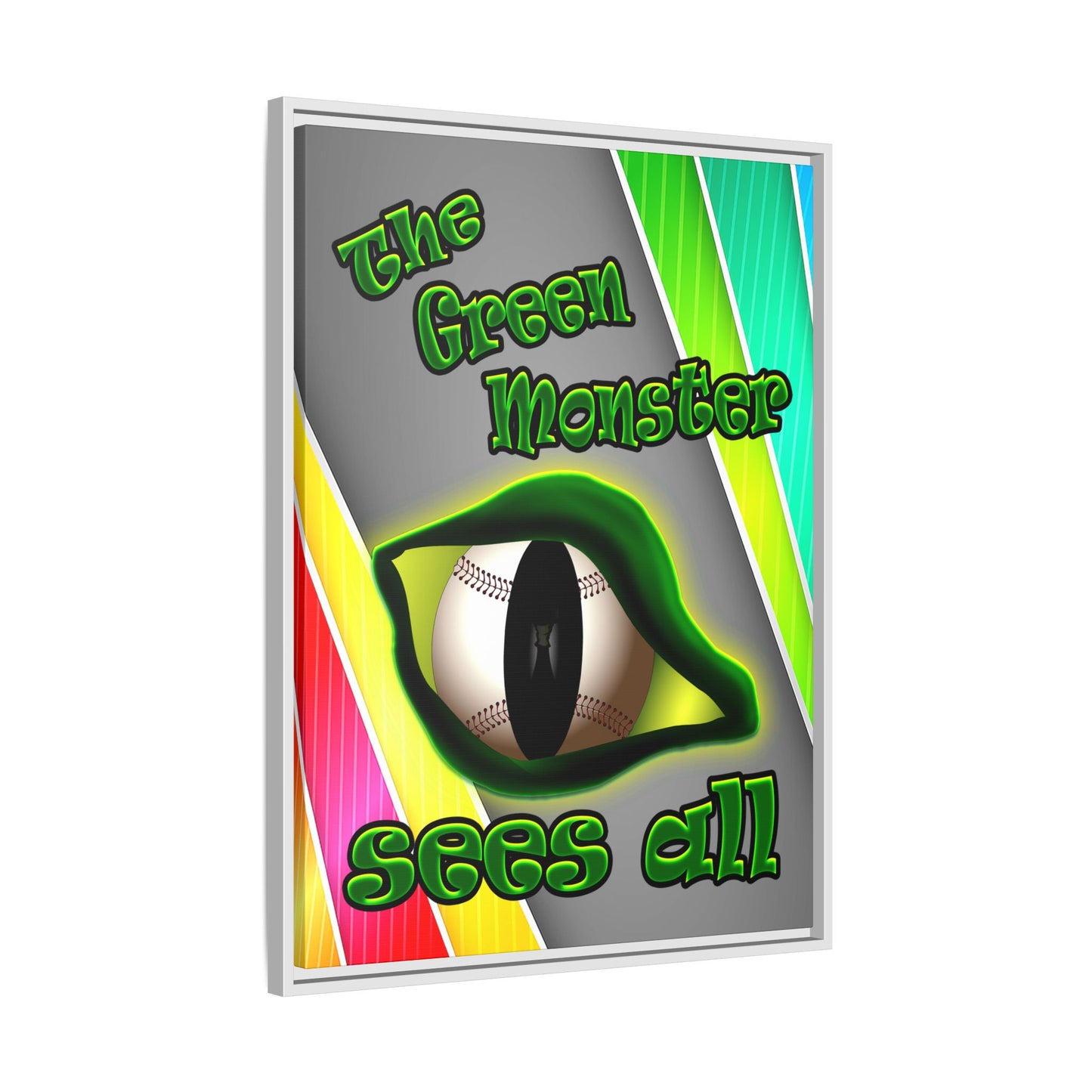 green monster - framed canvas art (rainbow split)