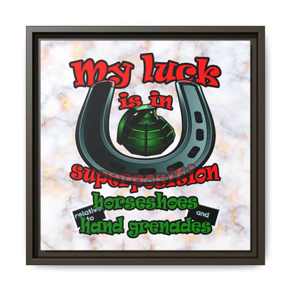 my luck - framed canvas art (white marble)