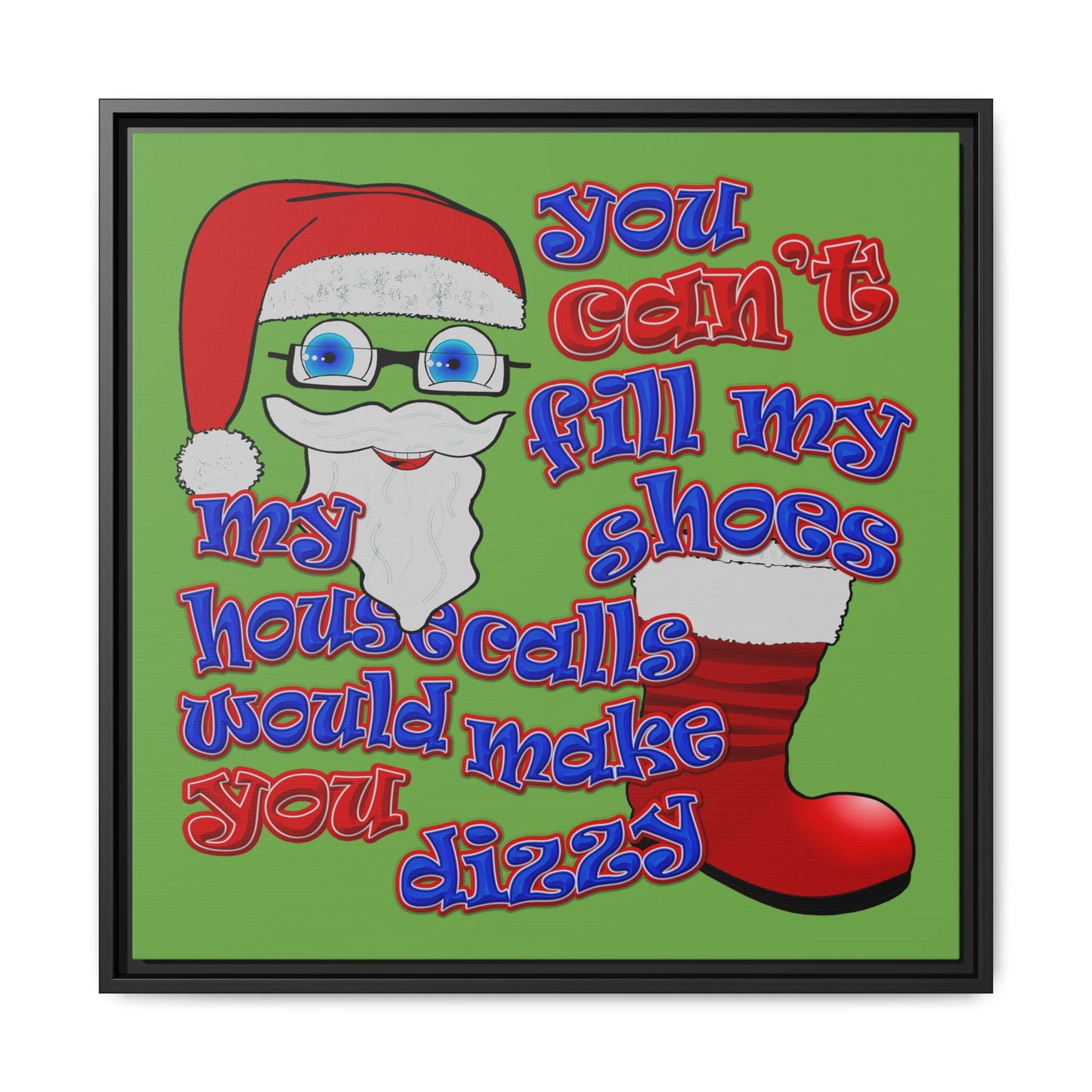 santa's shoes - framed canvas art (green)