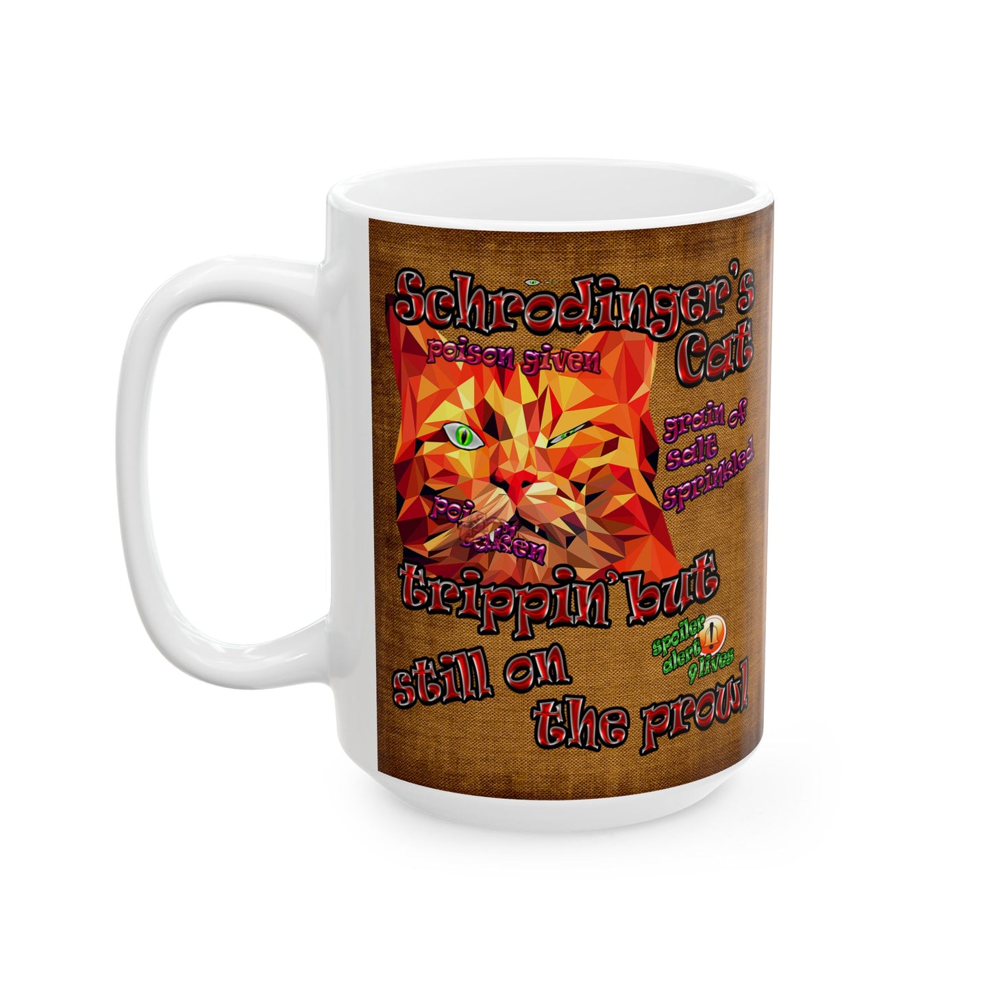 schrodinger's cat - White Mug (brown papyrus)