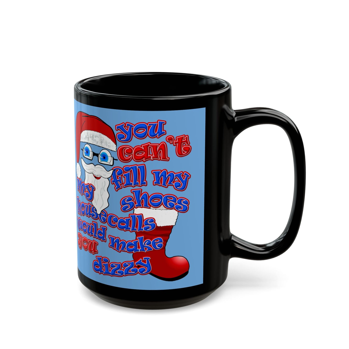 santa's shoes - Black Mug (light blue)