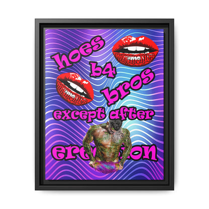 hoes b4 bros - framed canvas art (purple wave)