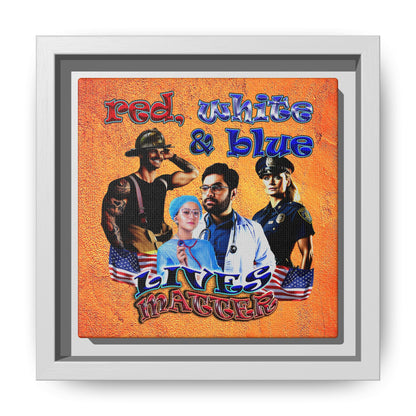 rw&b lives matter - framed canvas art (burnt orange)