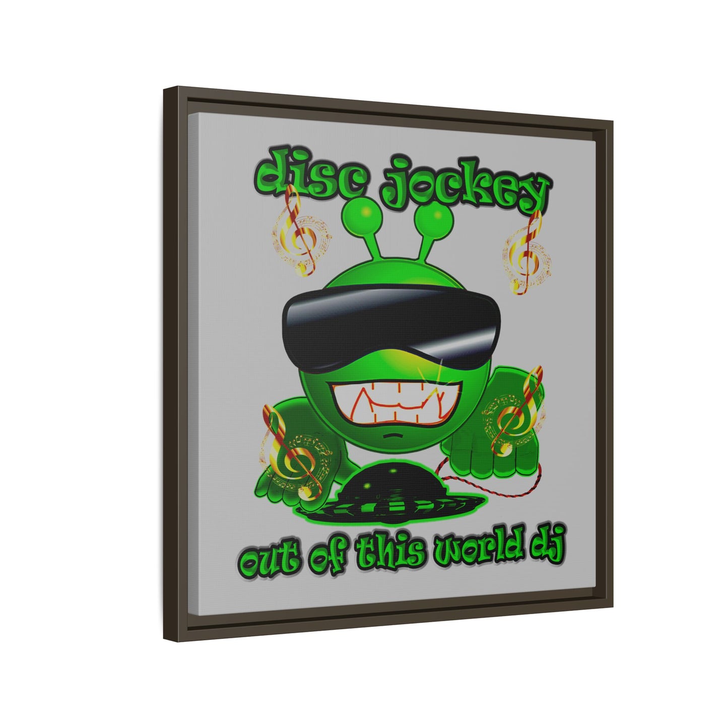 disc jockey - framed canvas art (light grey)