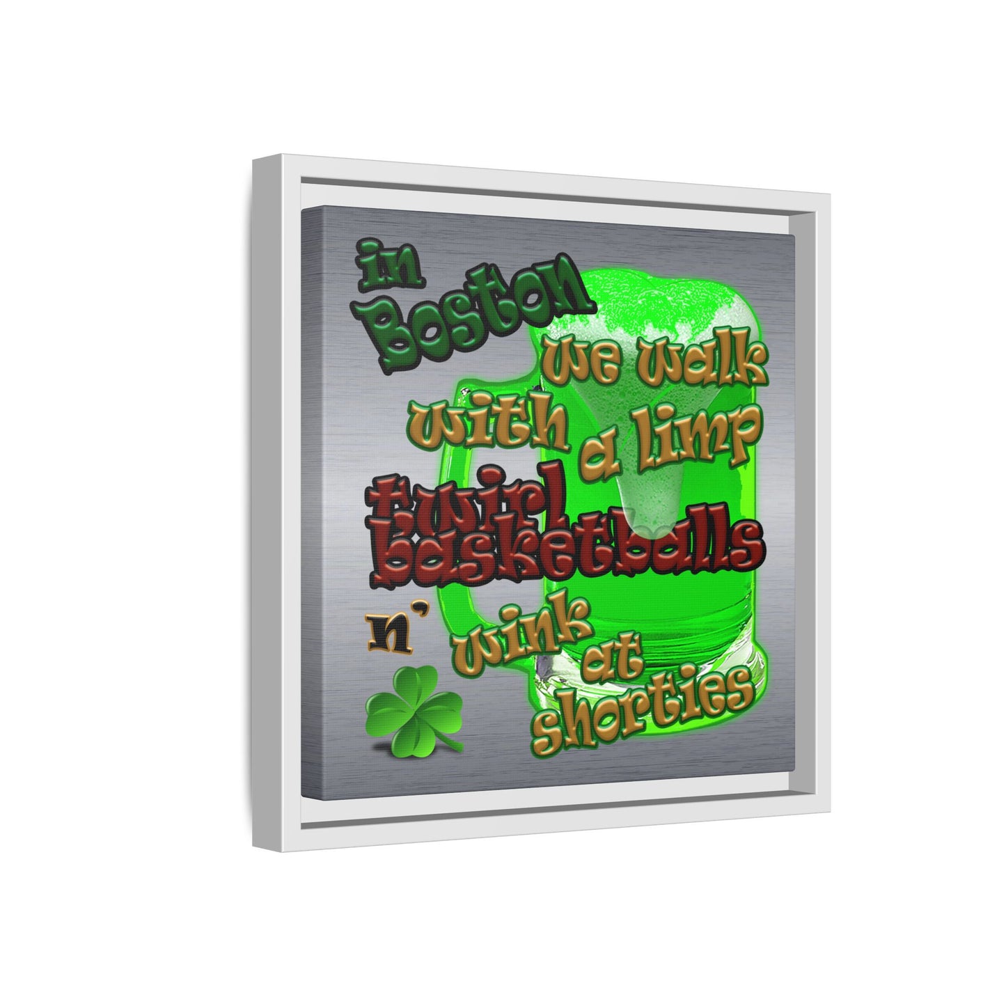 celtics logo - framed canvas art (brushed nickel)