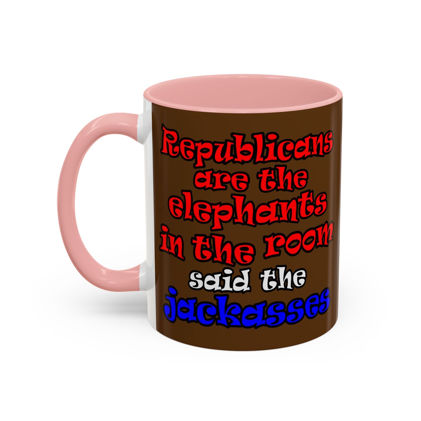 donkeys and elephants - Accent Mug (brown)