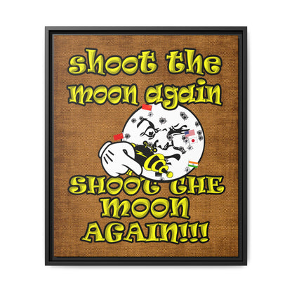shoot the moon again - framed canvas art (brown papyrus)