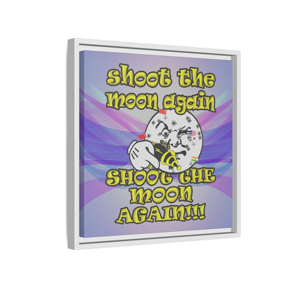 shoot the moon again - framed canvas art (light blue-pink wave)