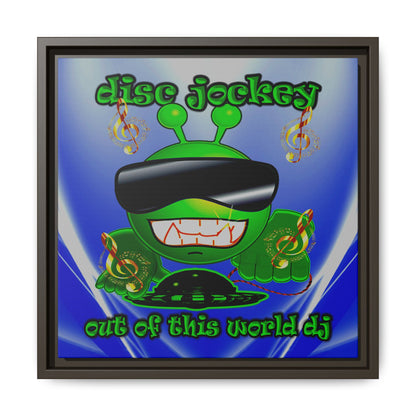 disc jockey - framed canvas art (blue-white wave)
