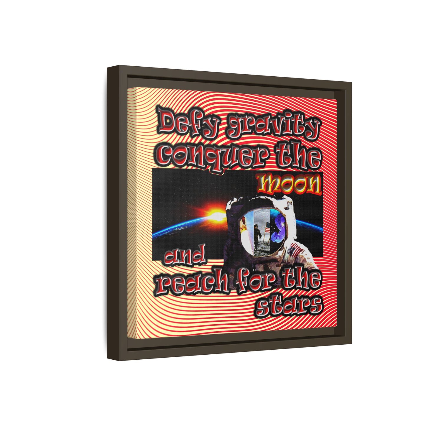 defy conquer reach - framed canvas art (yellow-orange wave)