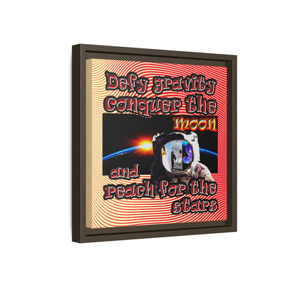defy conquer reach - framed canvas art (yellow-orange wave)