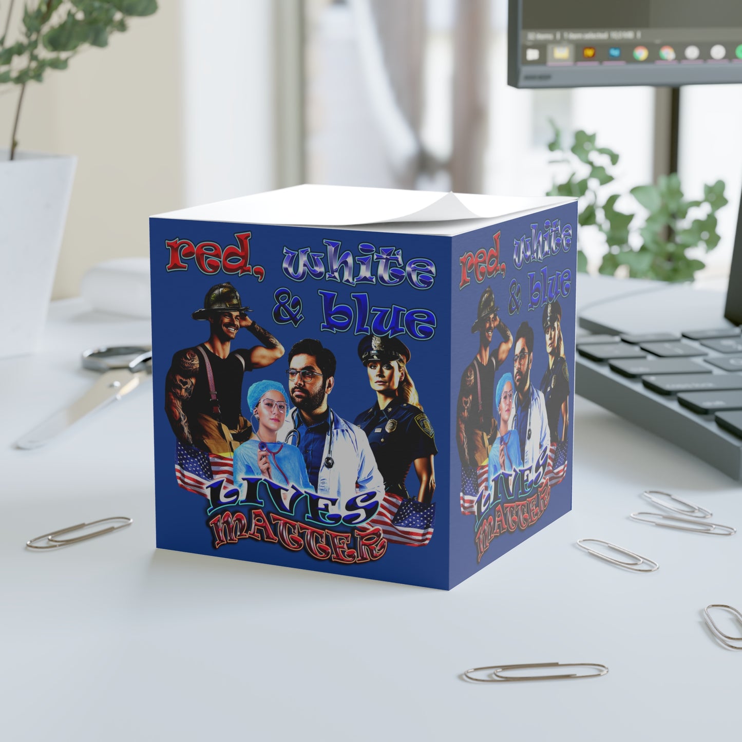rw&b lives matter - note cube (dark blue)