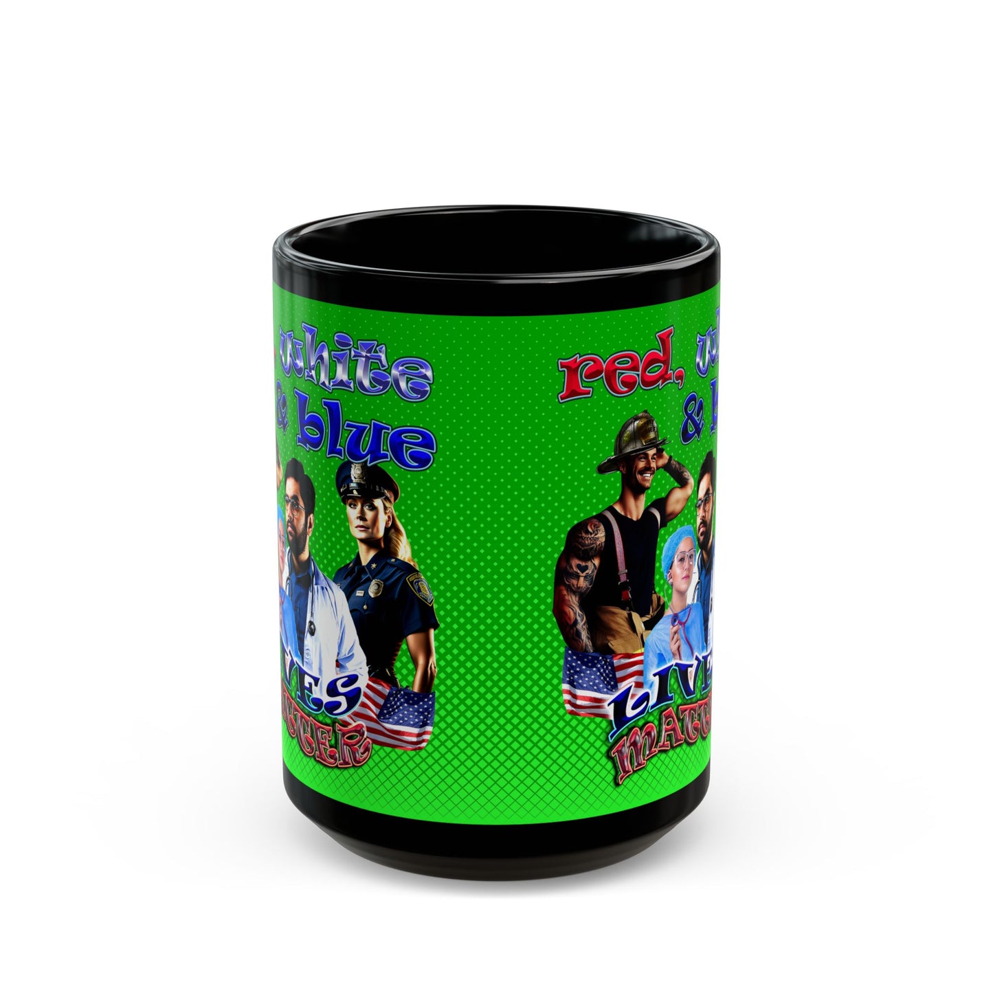 rw&b lives matter - Black Mug (logo green)