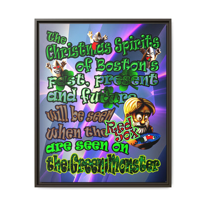 christmas spirits of boston - framed canvas art (grey-pink wave)