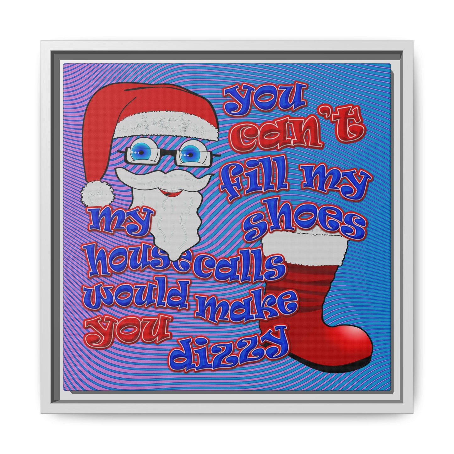 santa's shoes - framed canvas art (light blue-purple wave)