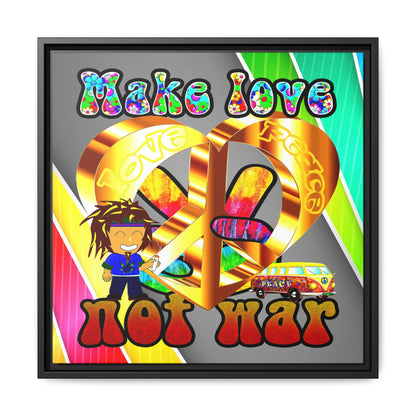 love peace - framed canvas art (rainbow split)