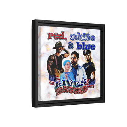 rw&b lives matter - framed canvas art (white marble)