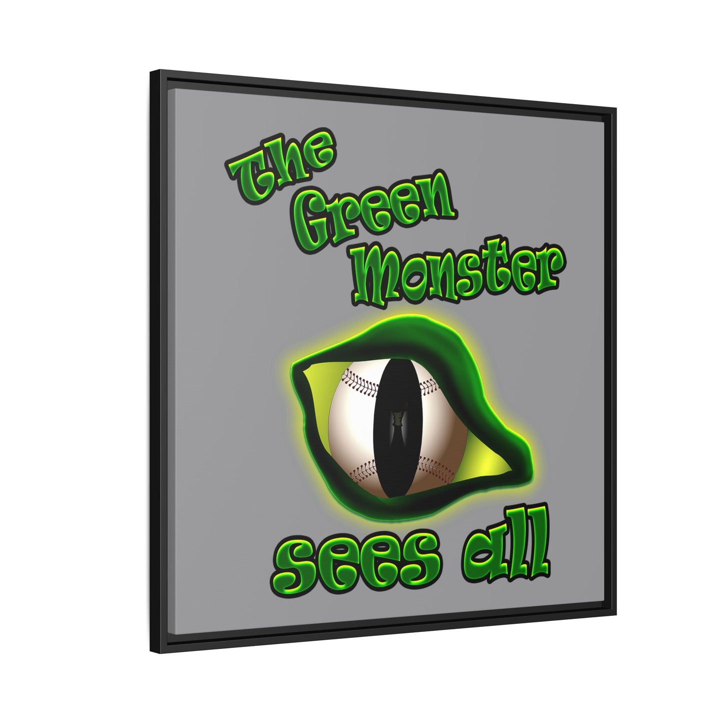 green monster - framed canvas art (grey)