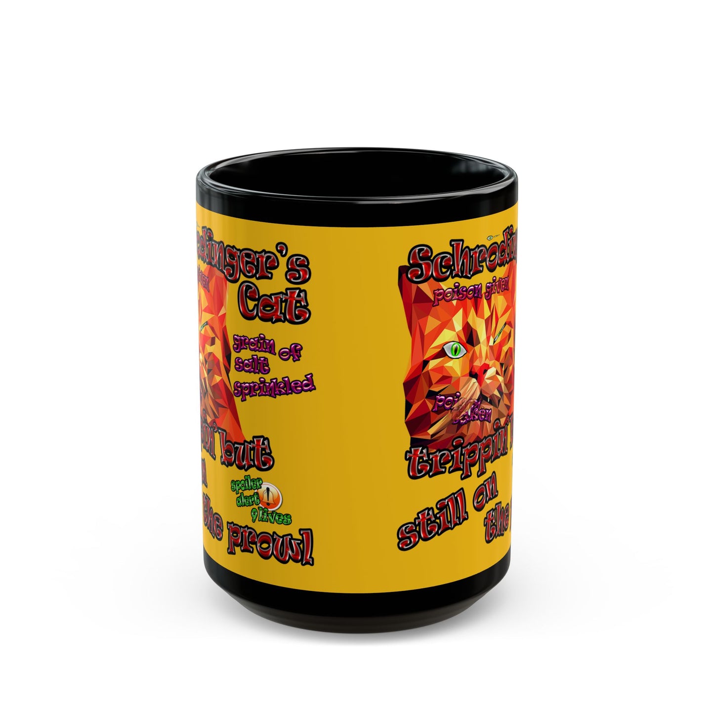 schrodinger's cat - Black Mug (yellow)