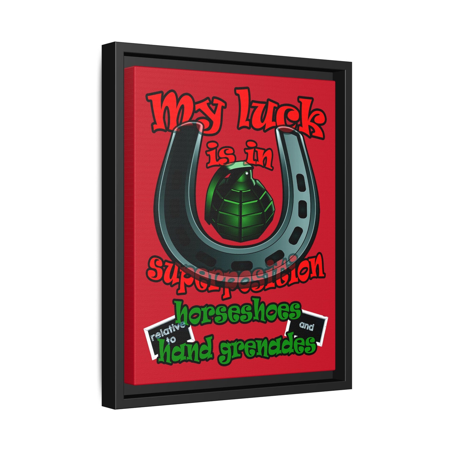 my luck - framed canvas art (dark red)