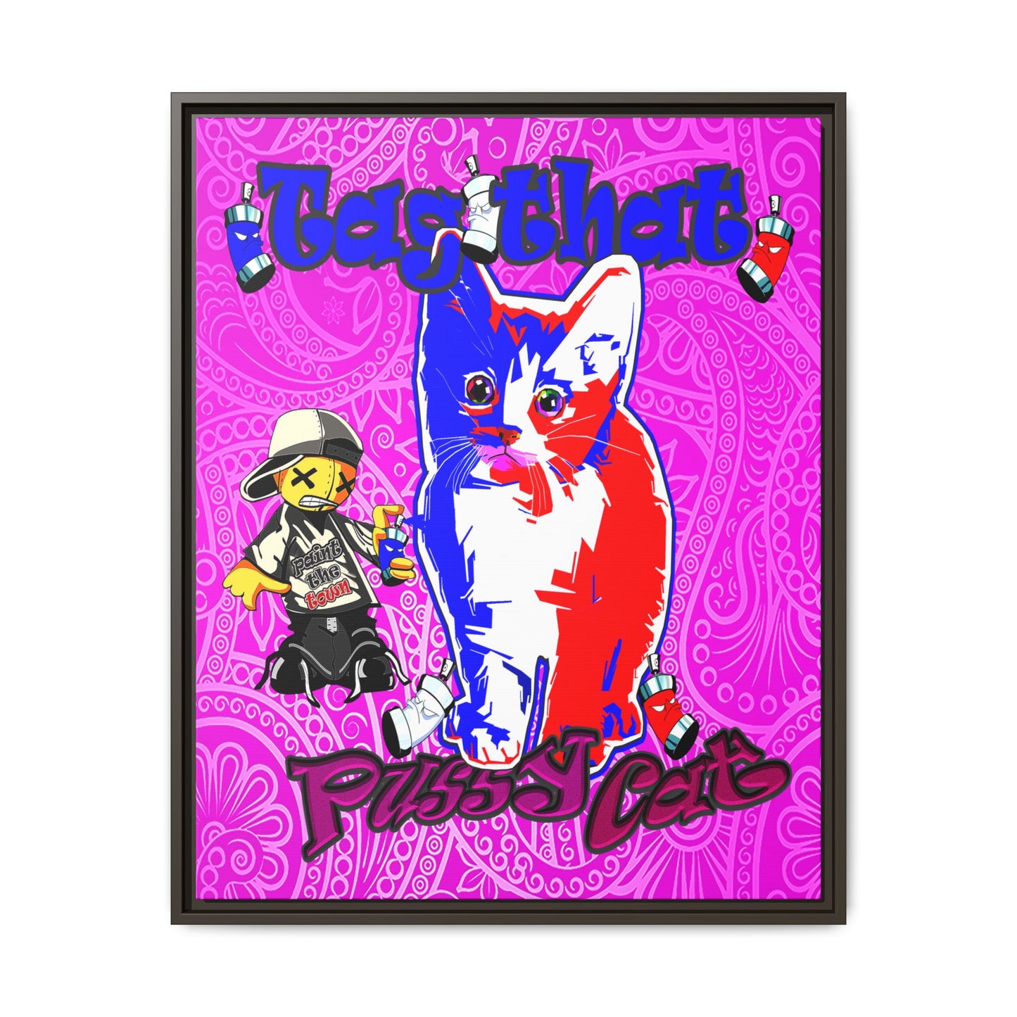 tag that - framed canvas art (pink swirl)