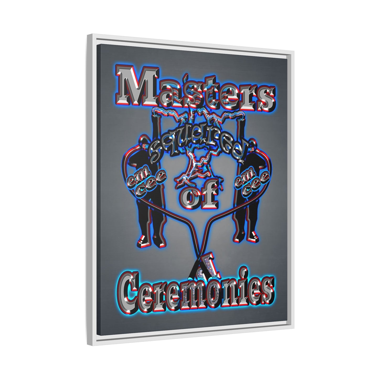 em cee squared - framed canvas art (grey-light grey)