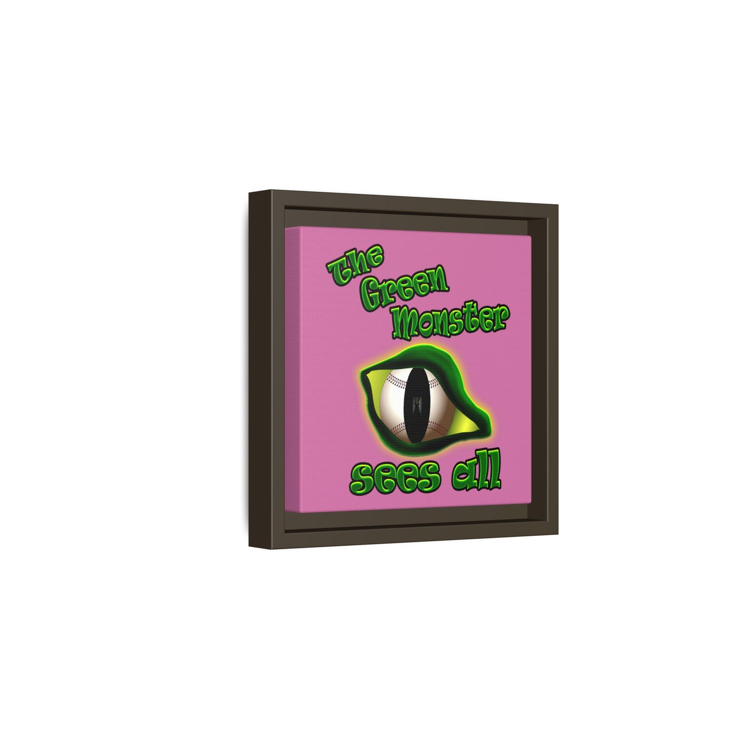 green monster - framed canvas art (light pink)