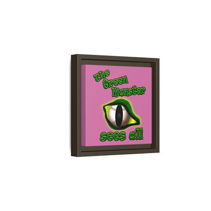 green monster - framed canvas art (light pink)