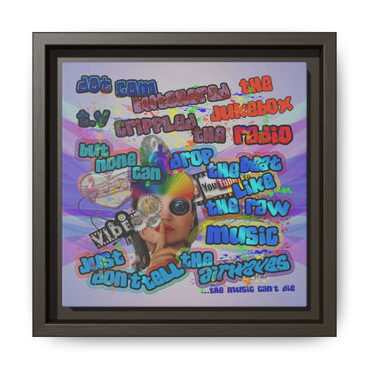 drop the beat - framed canvas art (light blue-pink wave)