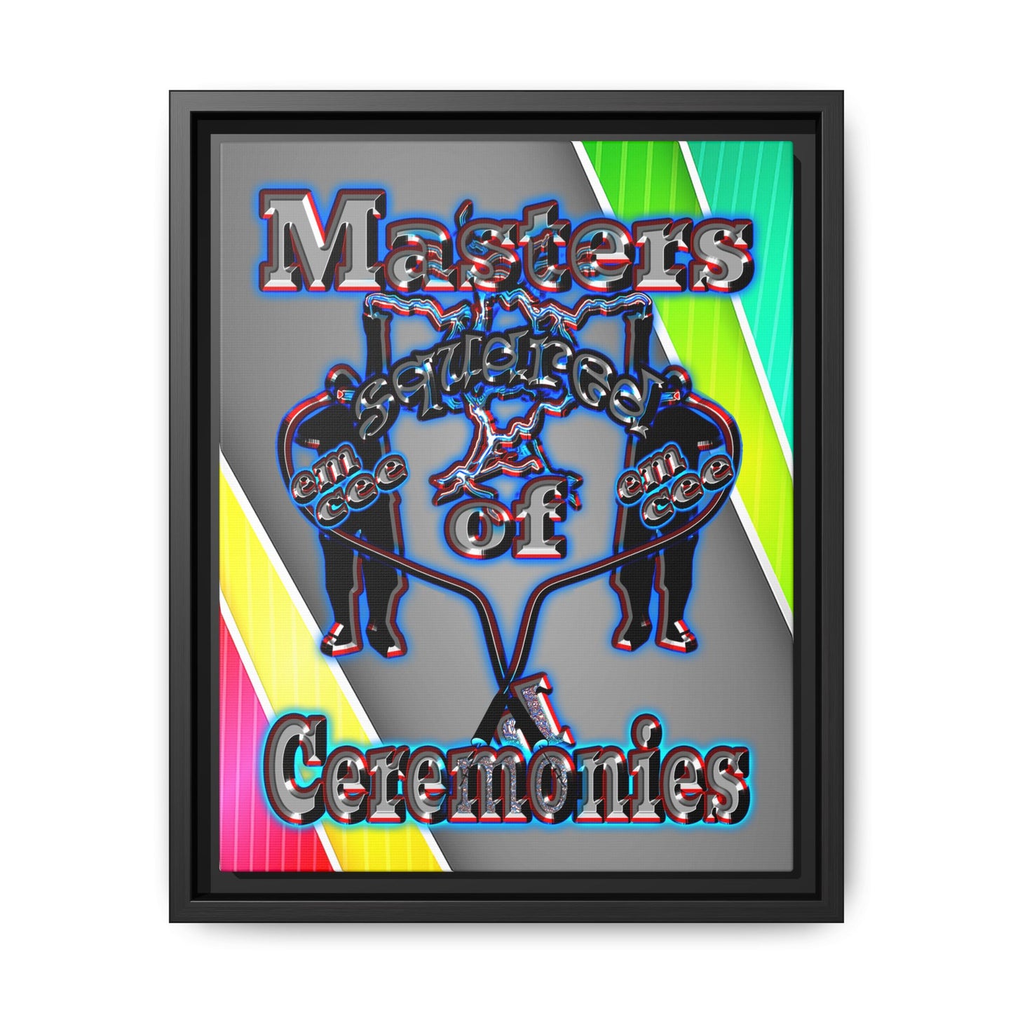 em cee squared - framed canvas art (rainbow split)