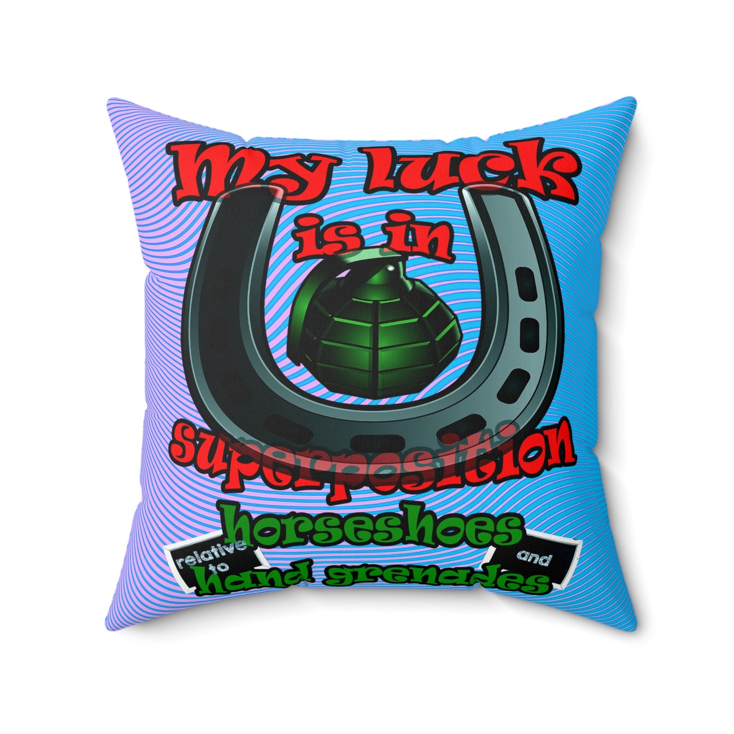 my luck - Spun Polyester Square Pillow - (light blue-purple wave)