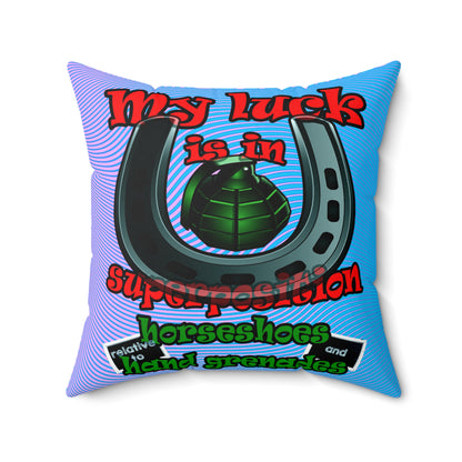 my luck - Spun Polyester Square Pillow - (light blue-purple wave)