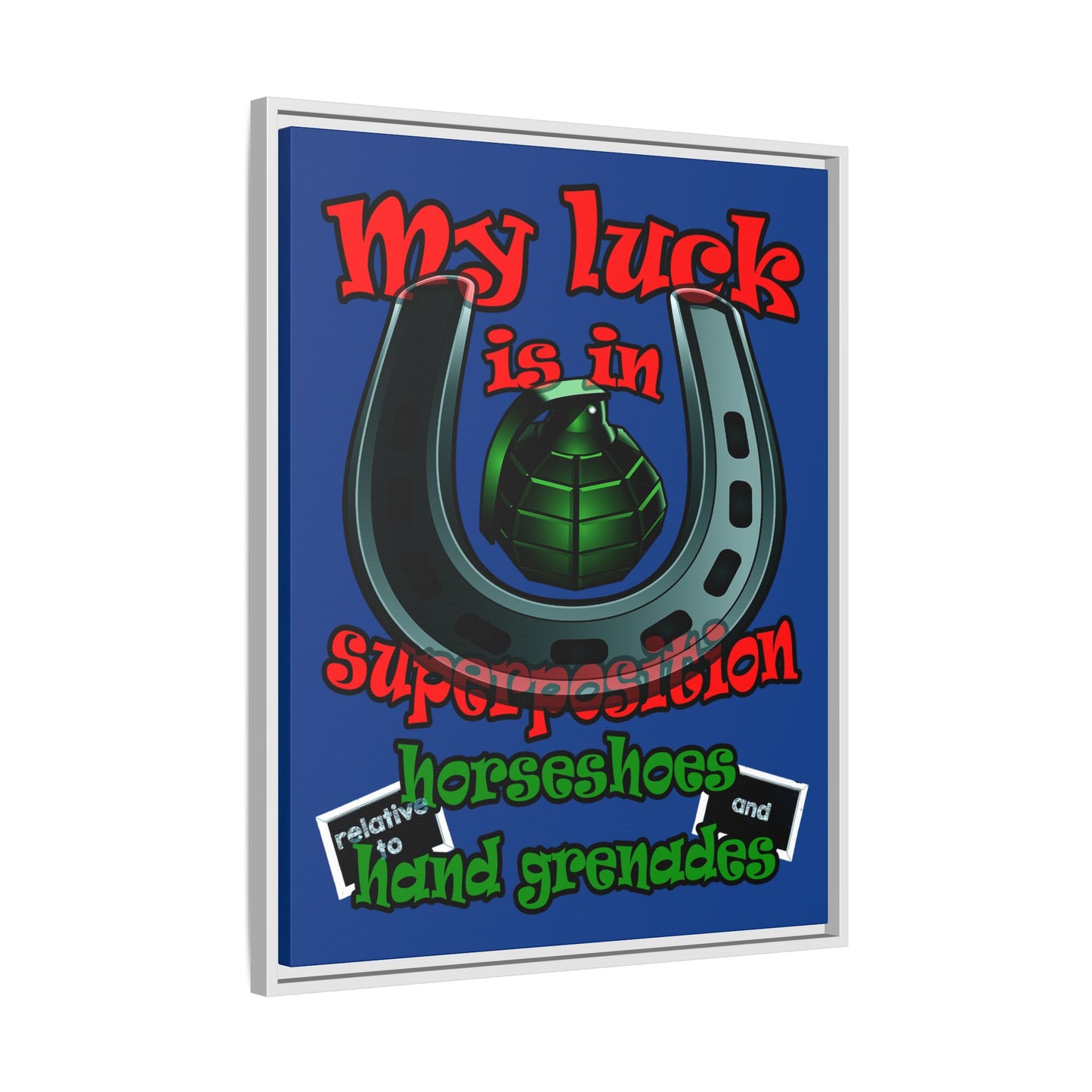 my luck - framed canvas art (dark blue)