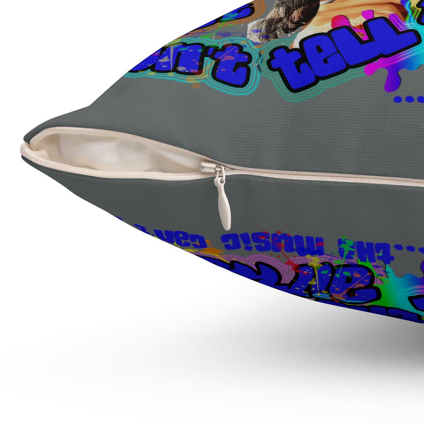drop the beat - Spun Polyester Square Pillow - (dark grey)