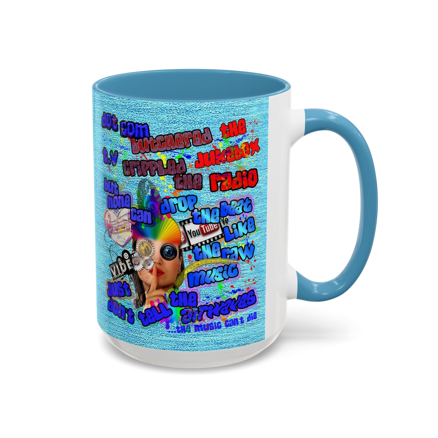 drop the beat - Accent Mug (faded blue)
