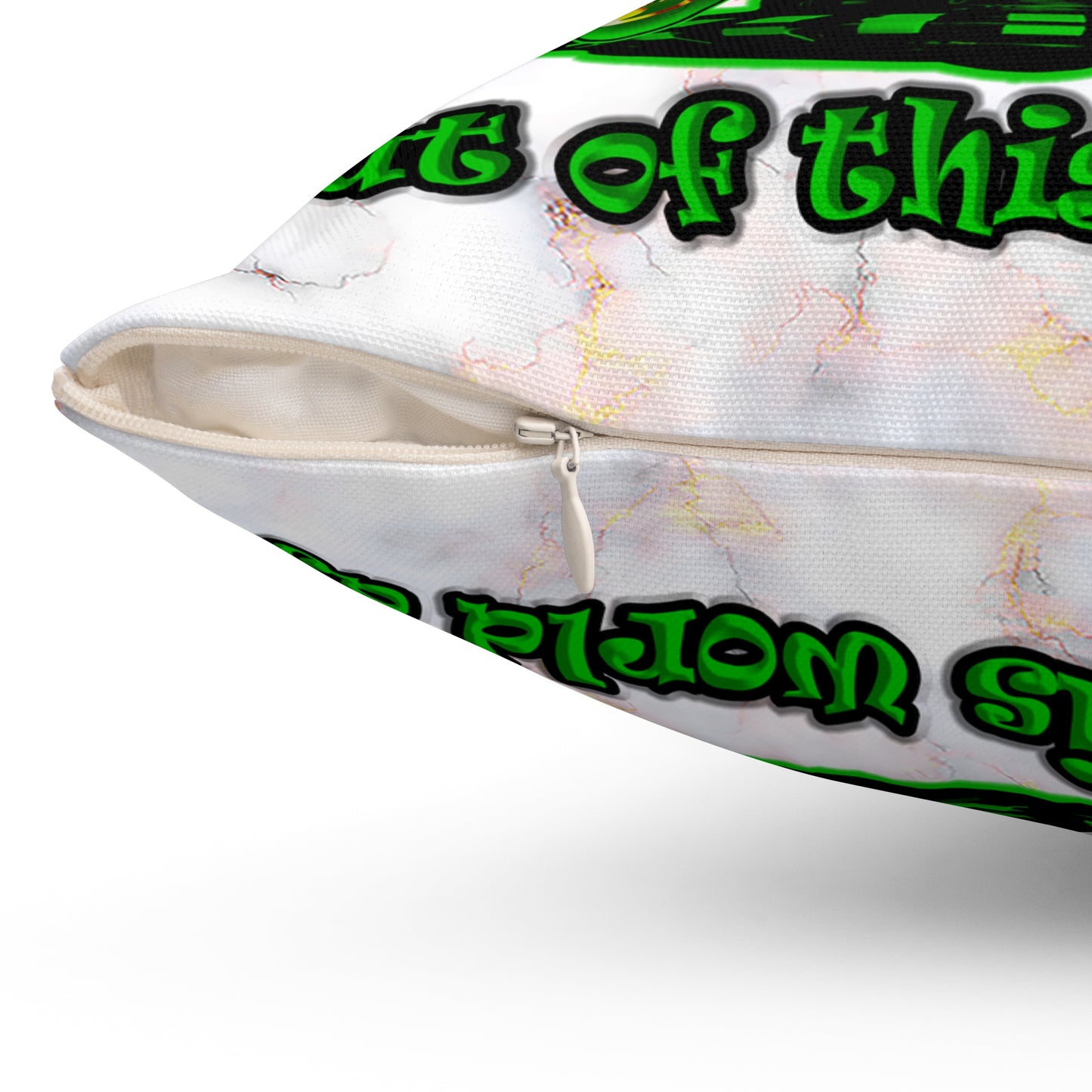 disc jockey - Spun Polyester Square Pillow - (white marble)