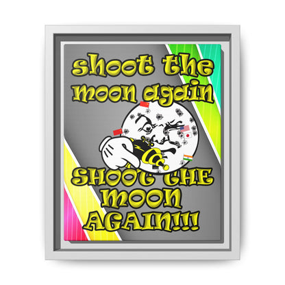 shoot the moon again - framed canvas art (rainbow split)