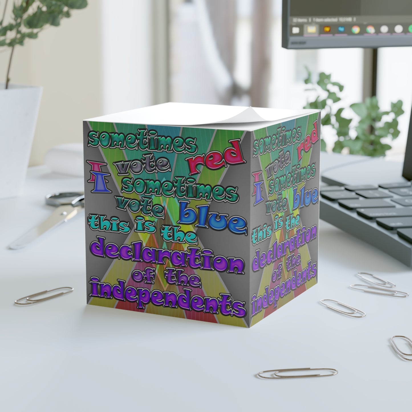 declaration of the independents - note cube (rainbow split)