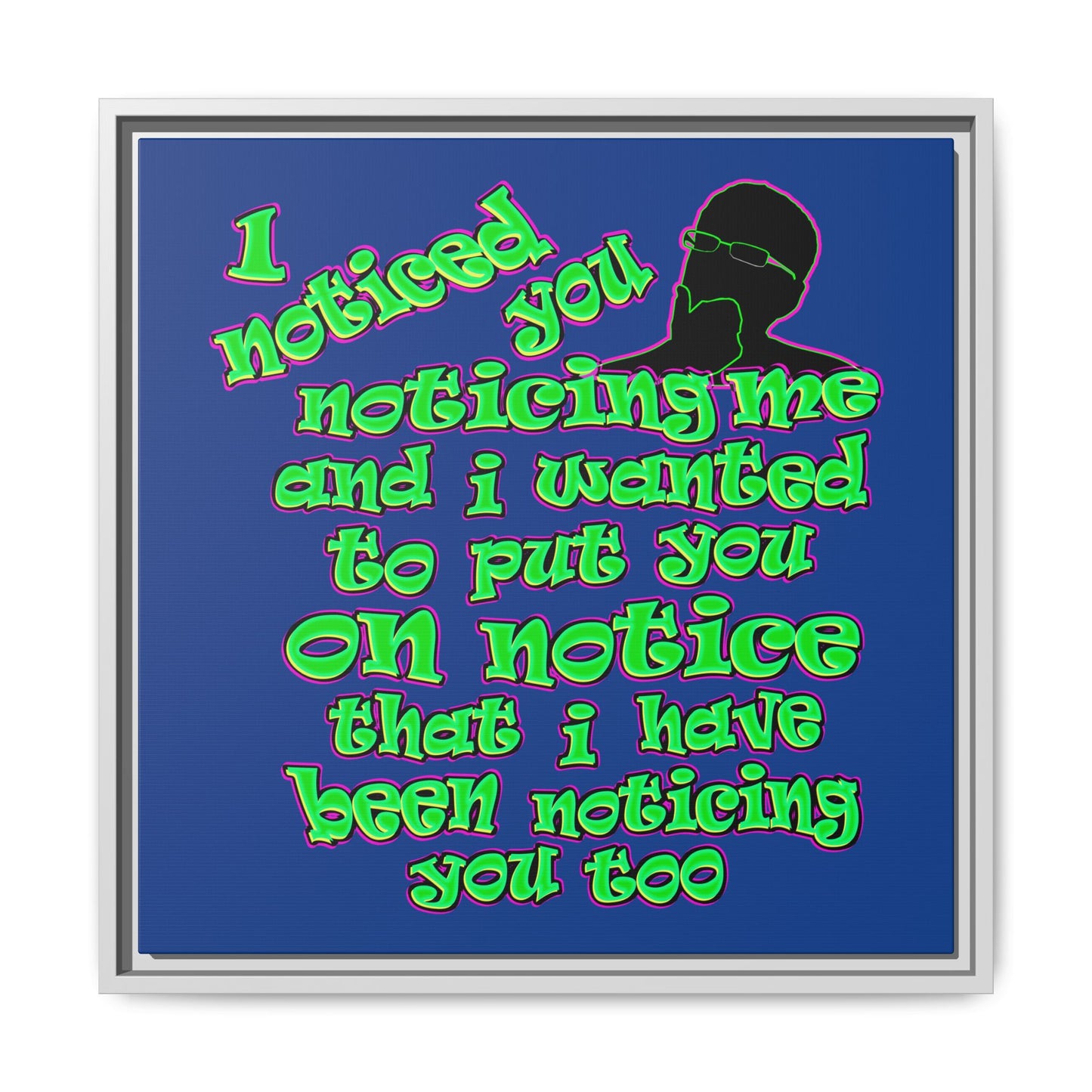 noticed you noticing - framed canvas art (dark blue)