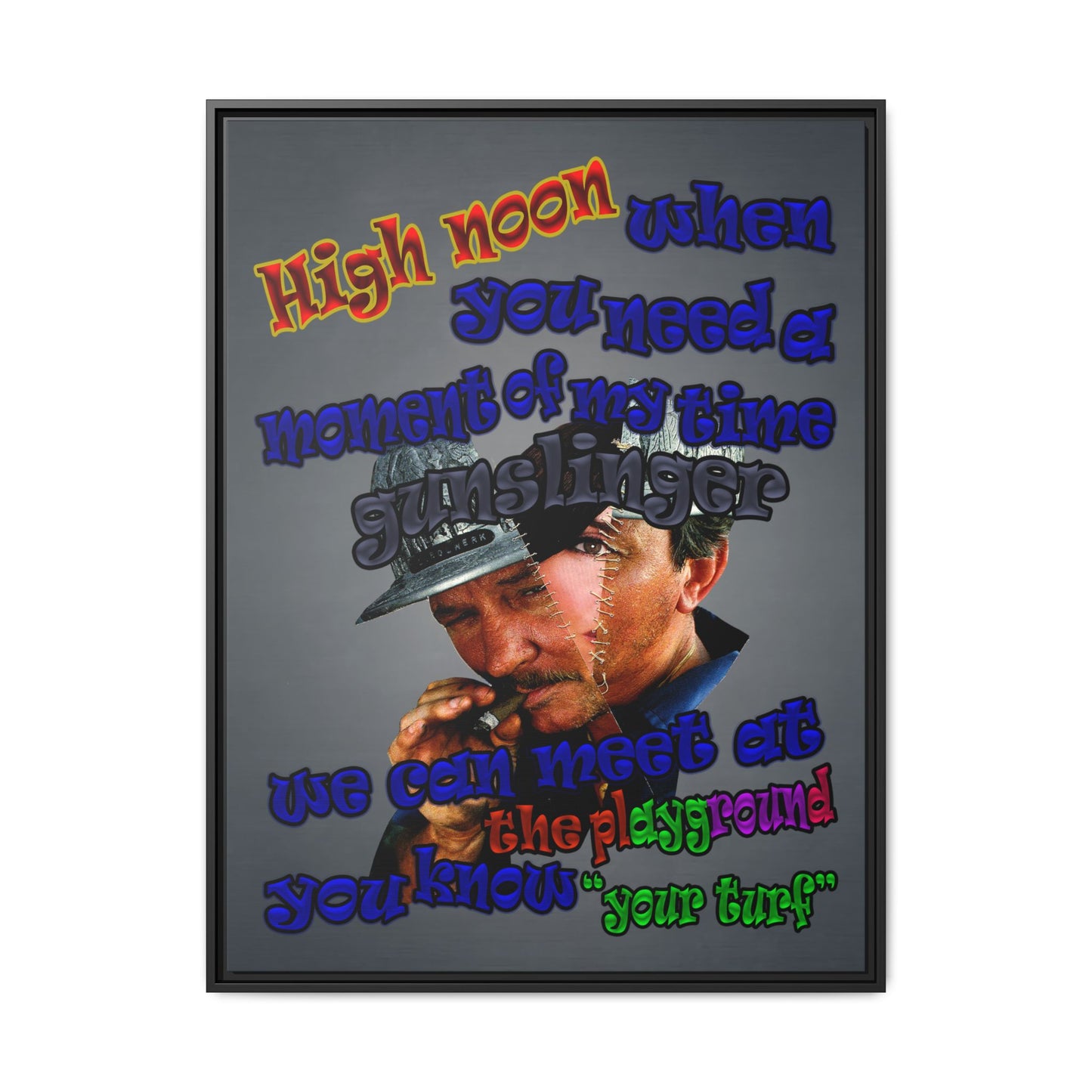 high noon - framed canvas art (grey-light grey)