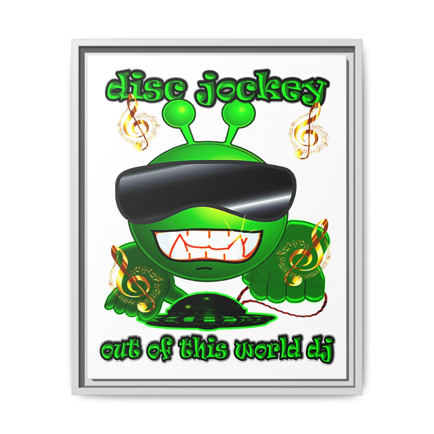 disc jockey - framed canvas art (white)