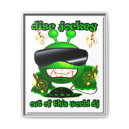 disc jockey - framed canvas art (white)
