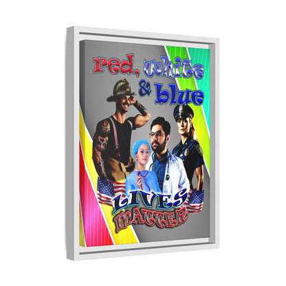rw&b lives matter - framed canvas art (rainbow split)